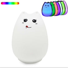 Load image into Gallery viewer, Silicone Touch Sensor LED Night Light For Children Baby Kids 7 Colors 2 modes Cat LED USB LED Night Lamp