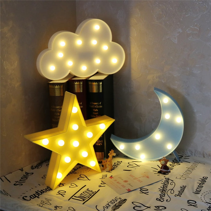 Lovely Cloud Star Moon LED 3D Light Night Light Kids Gift Toy For Baby Children Bedroom ng